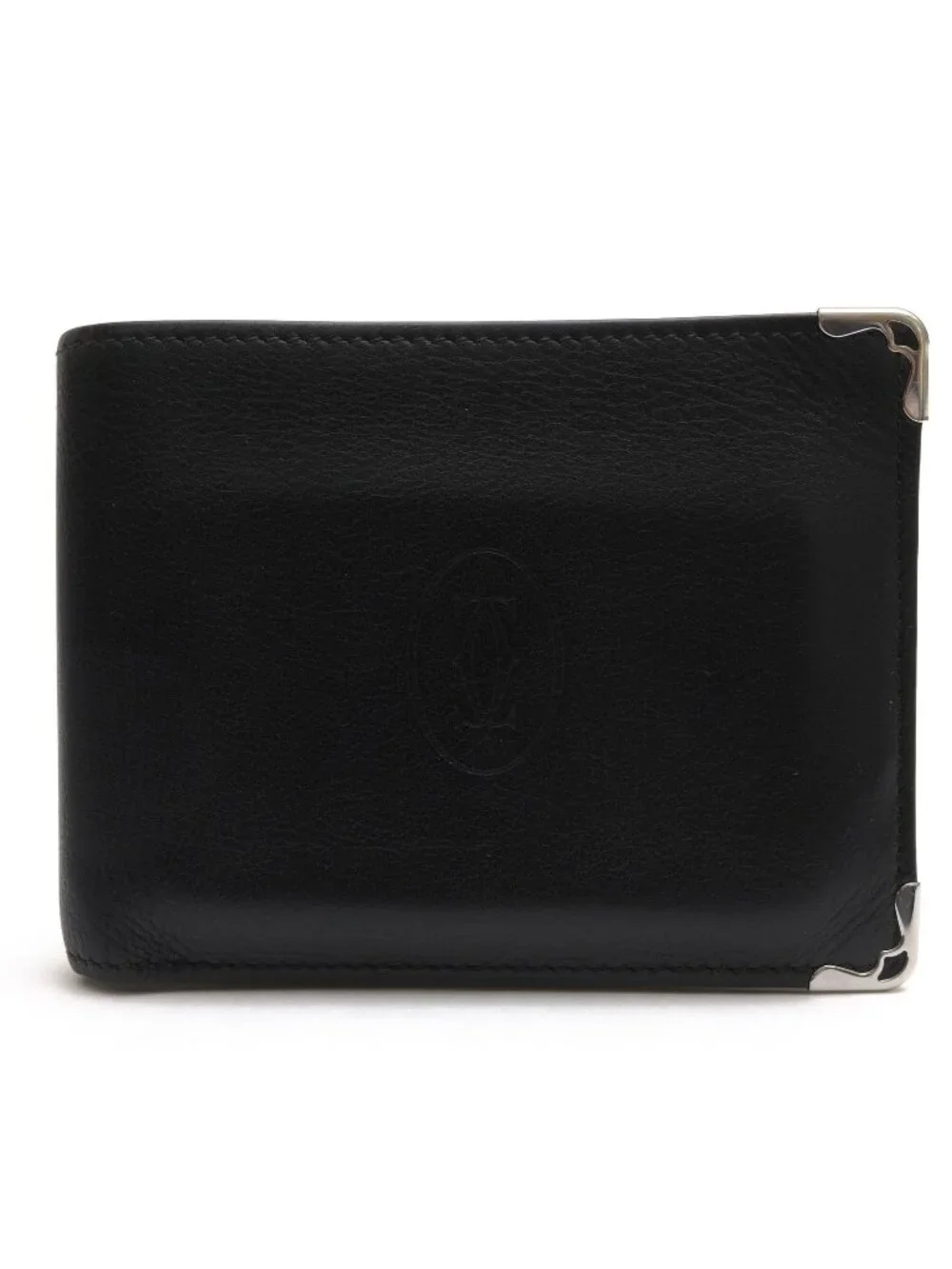 Cartier Wallet Leather Black Coin Banknote Credit Card Must de Cartier Cabochon